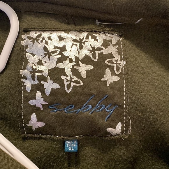 Sebby green hooded pocket cozy cotton button down coat jacket XL - Picture 7 of 9